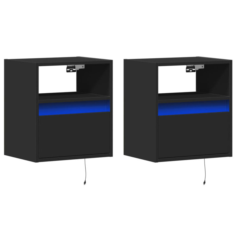 Costache 41cm W Bedside Table, Black, 2