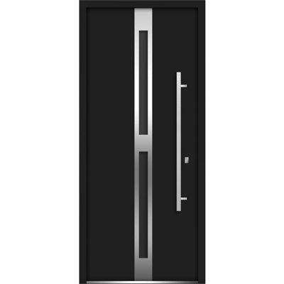 Deux Black Exterior Metal Prehung Front Entry Doors