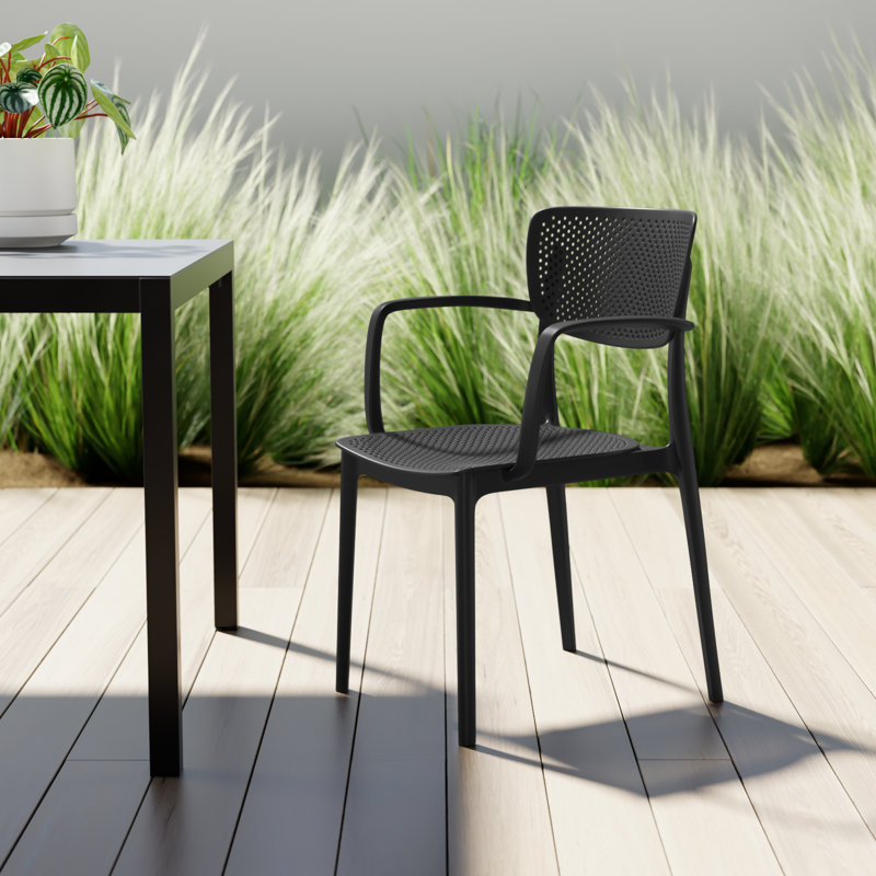 Farrah Stacking Patio Dining Armchair, Black