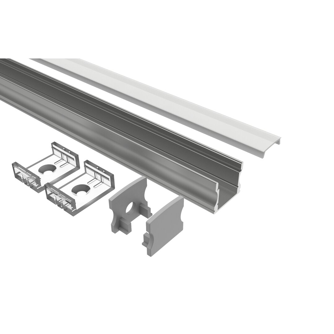 LED Aluminiumprofil 2M AH Für 12Mm Streifenbreite Abdeckung Transparent