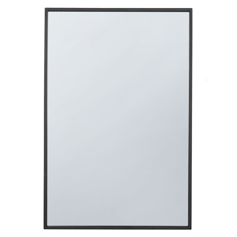 Bathroom Wall Mirror with Rectangular Metal Frame, Black, 36" x 24"