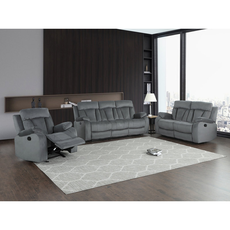 Reclining Transitional Microfiber Fabric Chair, Gray