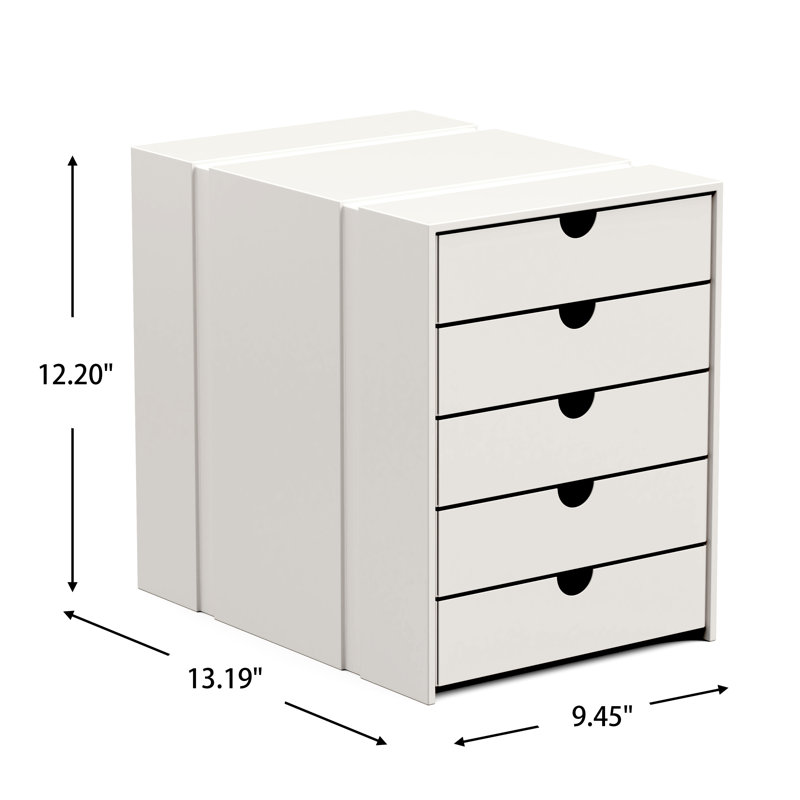 File Cabinet Shelf Organizing Box Settrays 5 Drawers Closed, White