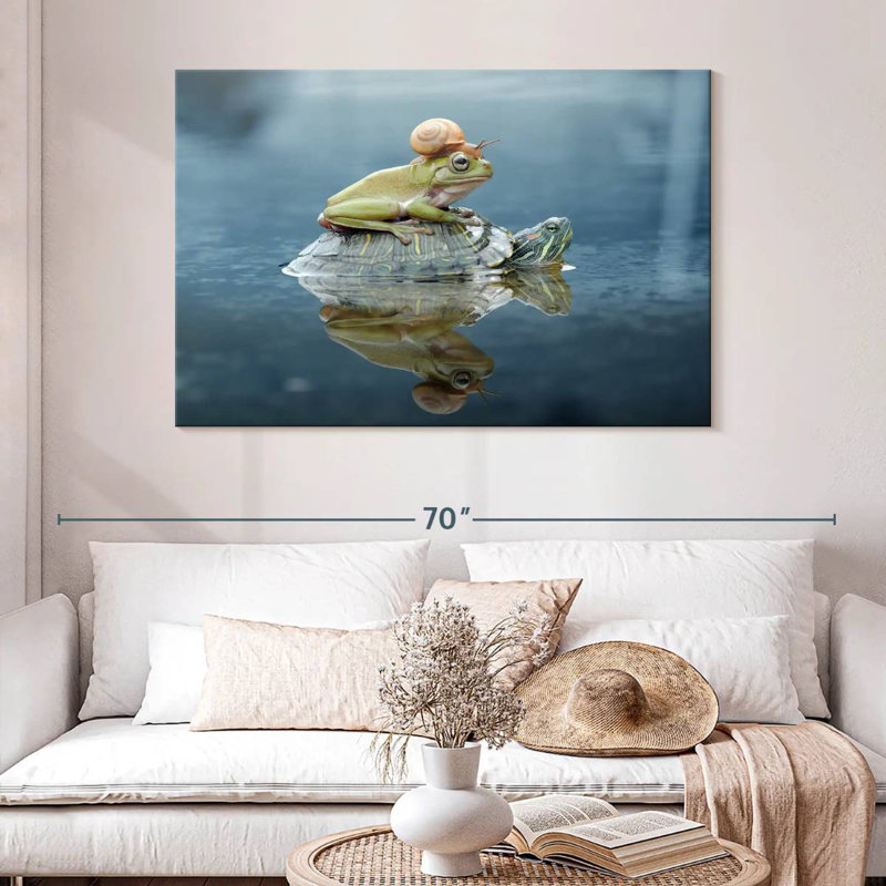 Brampt Snail And Frog Riding A Turtle, 32" H x 48" W