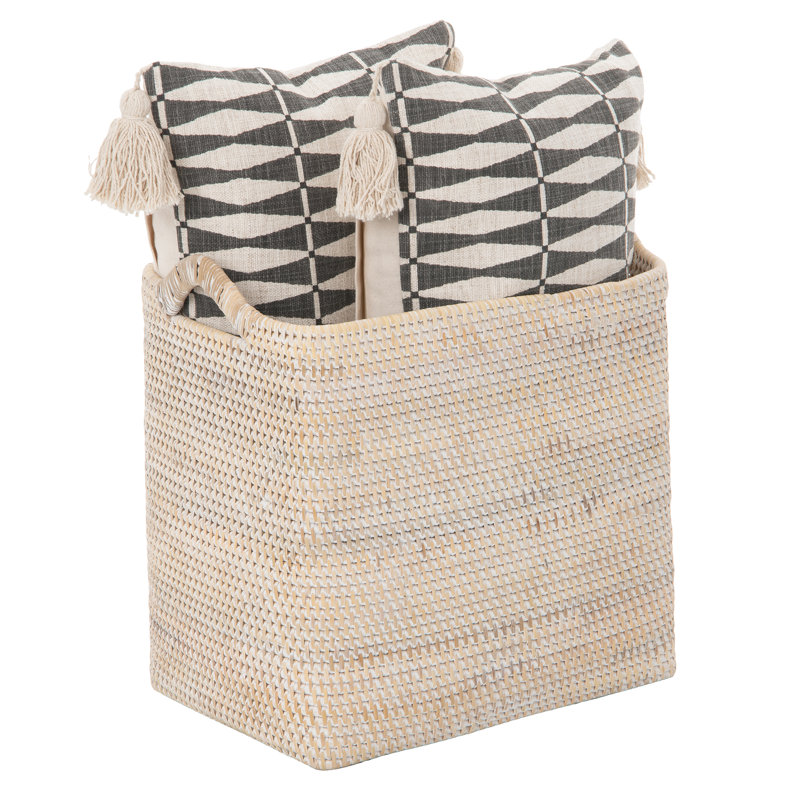 Beachcrest Home™ Simran Rattan Decorative Basket, White Wash