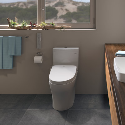 TOTO® Aquia® IV One-Piece Elongated Dual Flush 1.28 and 0.9 GPF WASHLET®+ and Auto Flush Ready Toilet with CEFIONTECT®, Cotton White
