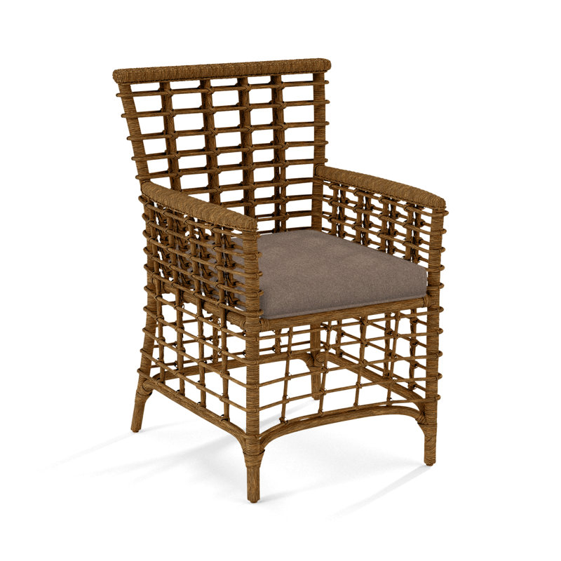 Bridgehampton Arm Chair, Beige/Gray Plaid, Havana