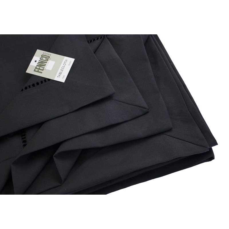 Black Classic Hemstitch 60 Inch Square Tablecloth, 60" x 60" 