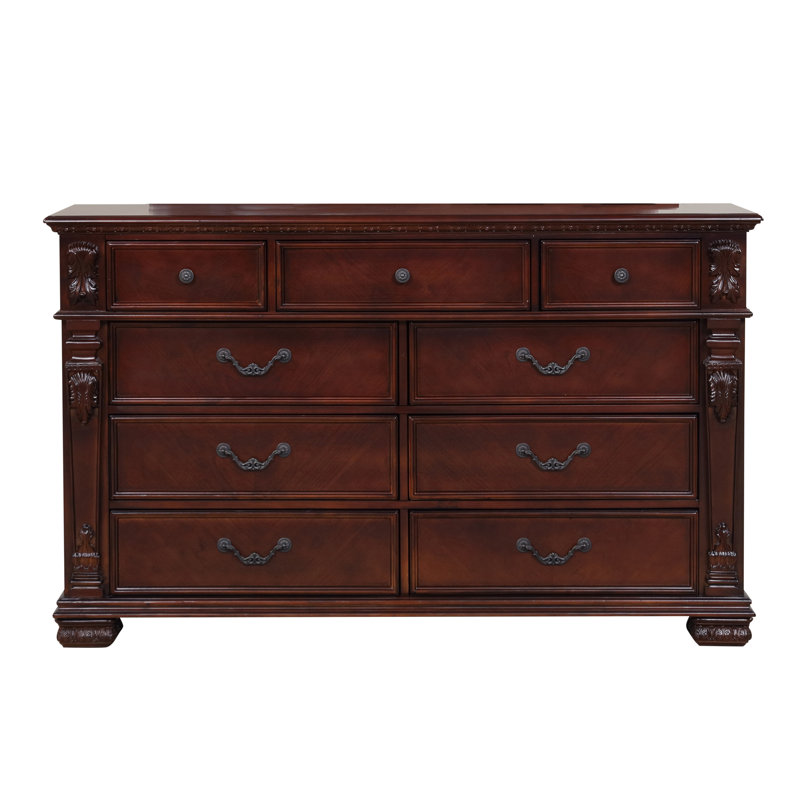 Commode 9 tiroirs Lyndon, cerise