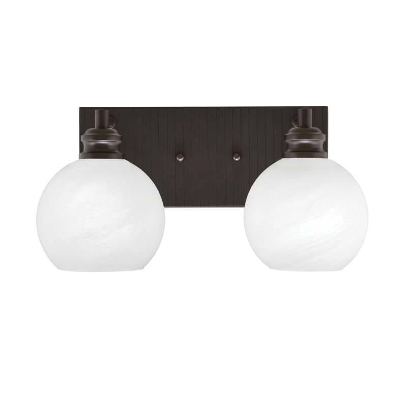 Éclairage pour meuble-lavabo à 2 lumières Aslin, Blanc, Nickel brossé