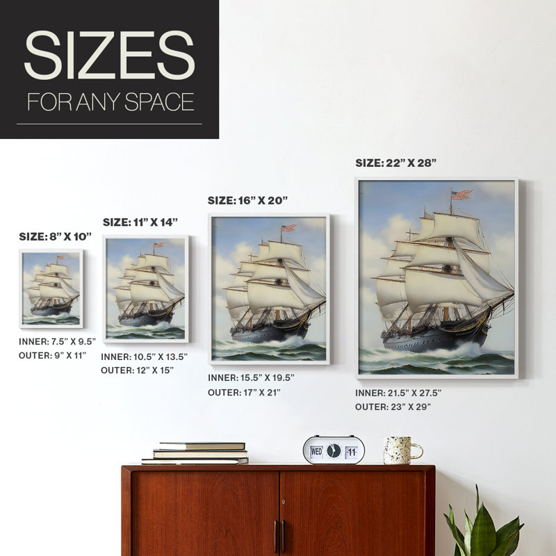 NAUTICAL Series Lxxv, reproduction encadrée - bois massif, H 30 po x l 24 po, Blanc
