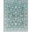 Tapis vert en laine noué à la main 5,7 x 7,6 pi avec motif floral All-Over