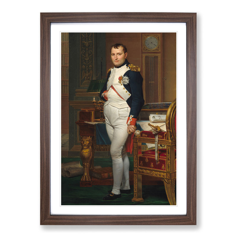 The Emperor Napoleon by Jacques-Louis David - Picture Frame Painting on MDF, Walnut, 65cm H x 48cm W x 2cm D