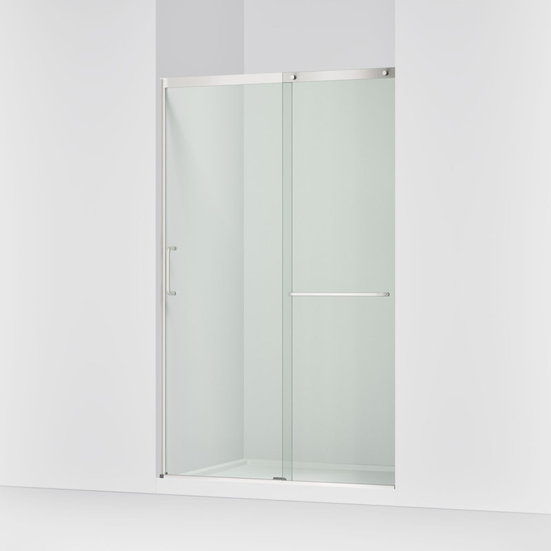 Elate Tall Sliding Shower Door, 75-1/2-In H X 50-1/4 - 53-5/8-In W, With Heavy 5/16-In Thick Crystal Clear Glass, Silver