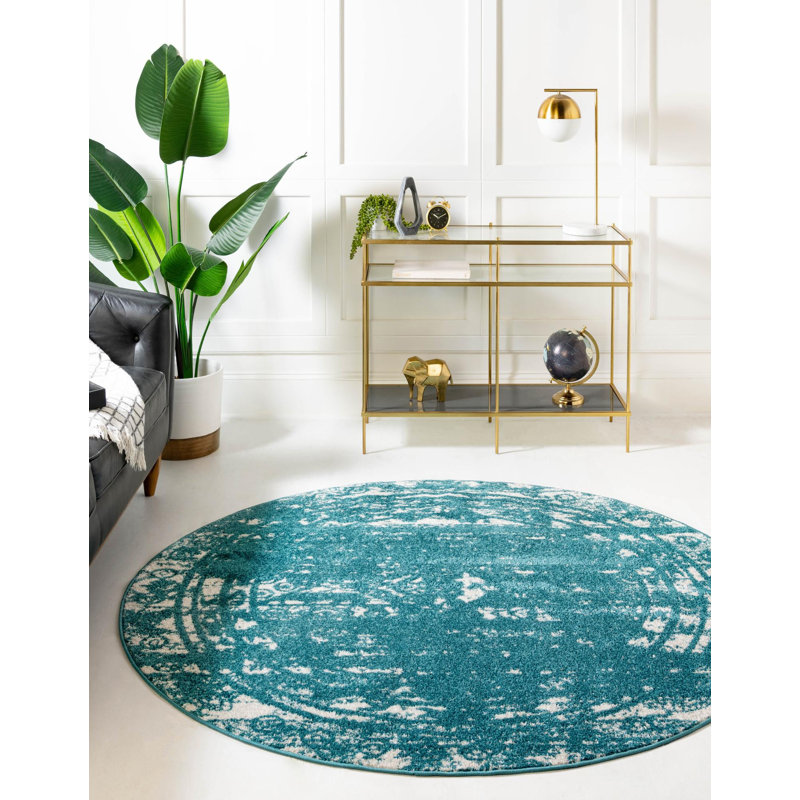 Geometric Indoor Rug, Round 9'10"