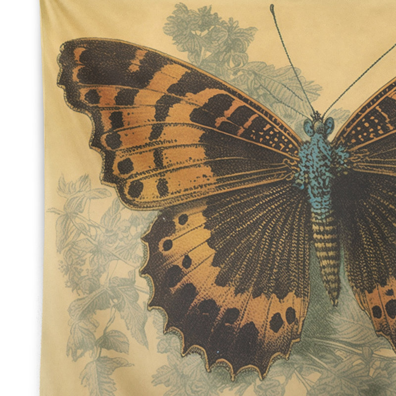 Illustration rétro en polyester de la tapisserie papillon II avec des punaises, H 50 po x l 60 po