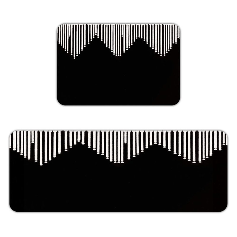 Tapis à suspendre antidérapant 2 pièces, Blanc géométrique