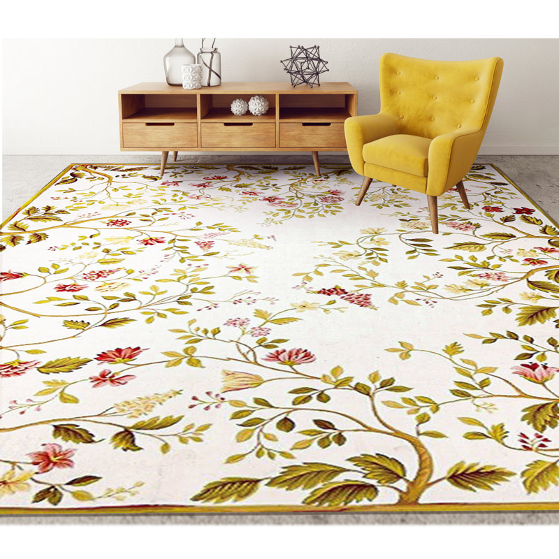 Needlepoint Azm Wool Floral Area Rug, Rectangle 13'11" x 19'