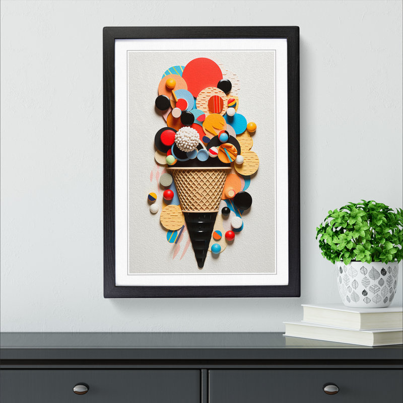 Ice Cream Constructivism No.2 - Framed Print, 34cm H x 25cm W x 2cm D, Black Framed