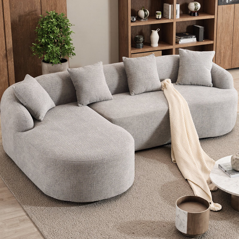 Canapé modulaire en L 98,40 po Cloud, sans assemblage requis pour le salon, Gris chenille