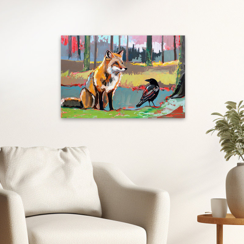 Rendez-vous ici - animaux, oiseaux, renards, art, H 24 po x l 16 po
