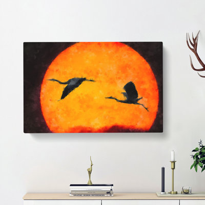 Two Heron Birds in Flight - Wrapped Canvas