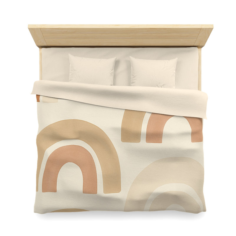 Microfiber Duvet Cover Boho Style, Design 50, Cream, King Duvet Cover