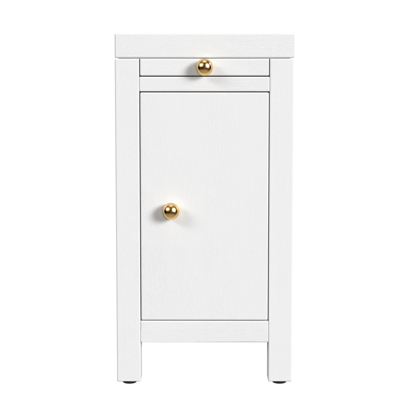 Table de bout avec rangement Celine, Blanc texturé