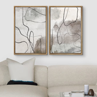 Grunge, aquarelle, paysage, formes abstraites, illustrations, art moderne, décor nordique