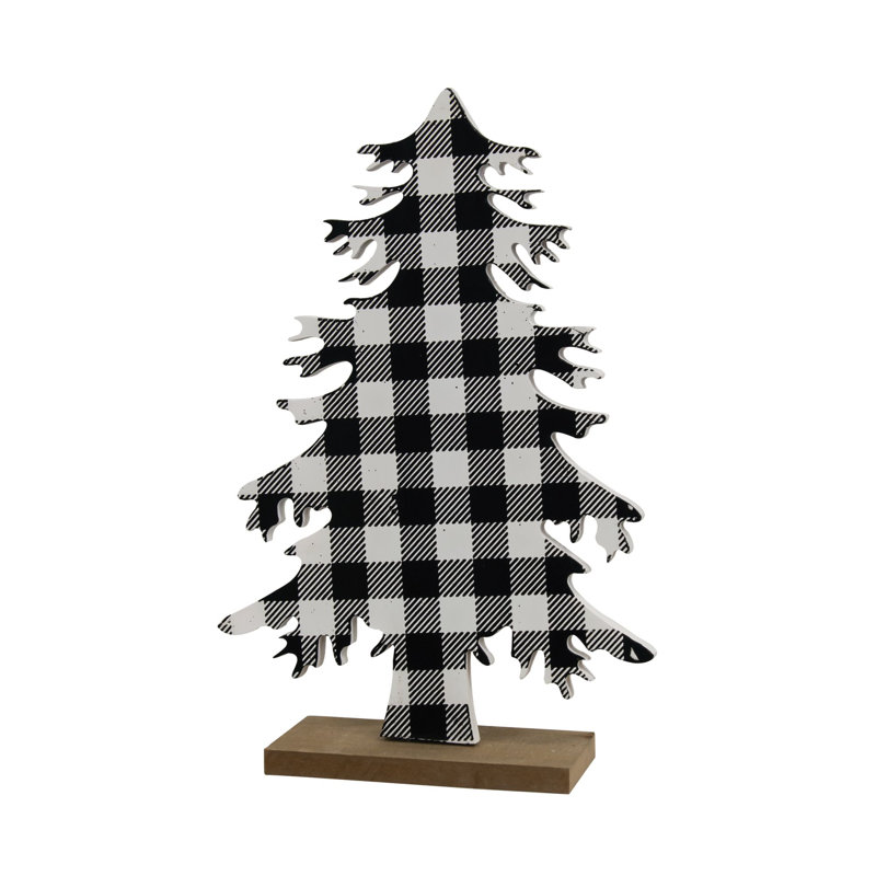 Arbre en bois Buffalo Check, H 15,75 po x l 3,50 po x P 10,50 po, Noir / blanc