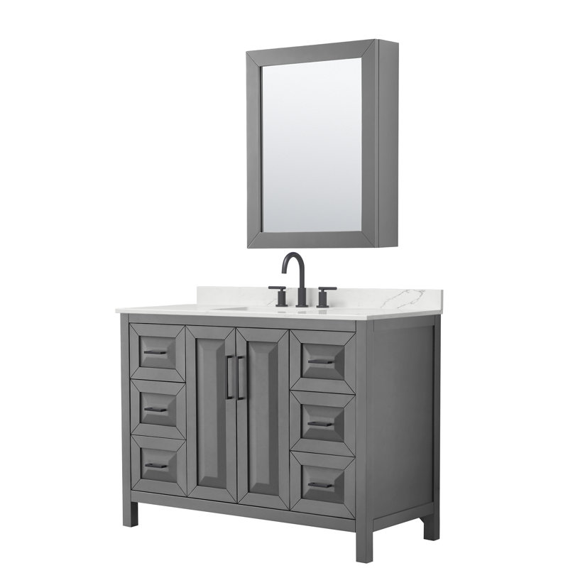 Daria 48'' W Vanity, Gray, Matte Black, Giotto Quartz