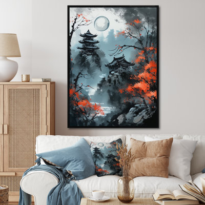 " Moonset And Japonese Maple Tree V "