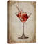 Verre à martini rétro sur fond rouge, impression sur toile-94537516