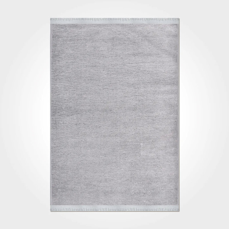 Tapis gris en polyester antidérapant Hanzade facile à nettoyer, 2,6 pi x 10 pi