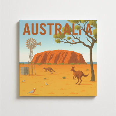 Australian Outback Canvas Wall Art Decor by DC- Framed Wall Art Prints | Canvas Pictures for Living, Bedroom, Office- Vintage Travel Posters Wall Canvas Aesthetic Home Decor Photo Poster- Made in USA | 14x14