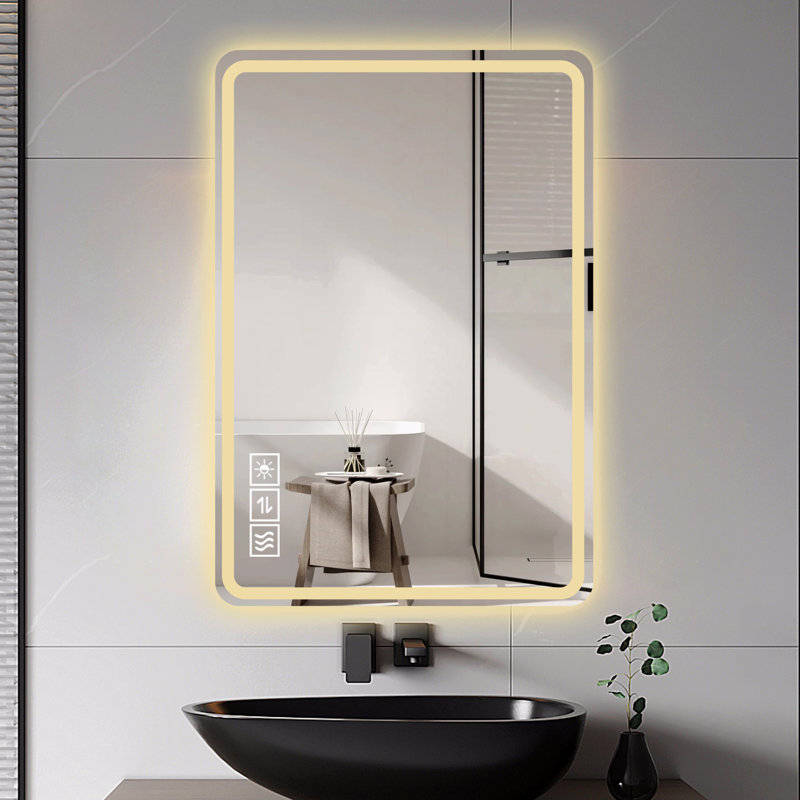 Miroir de salle de bain à DEL avec miroir avant et miroir de salle de bain, 40 po x 24 po