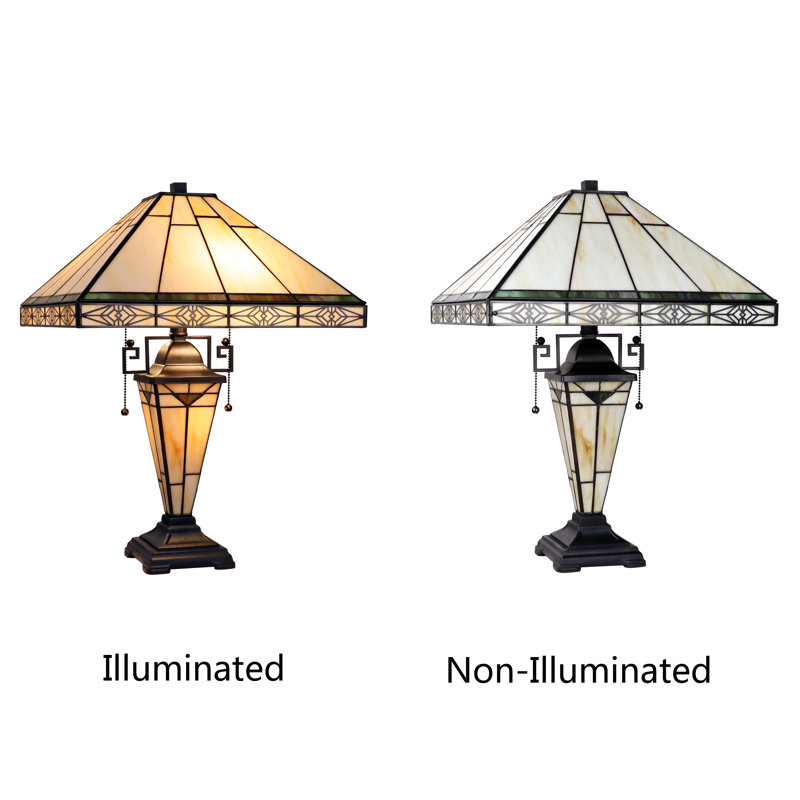 Theros 22.7" Bronze Stained Glass Mission Table Lamp