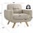 Accent Chair, Comfy Upholstered Armchair with Solid Wood Legs, Linen Fabric Modern High Back Chair for Living Room Chairs, Accent Reading Chairs Single Sofa Chairs-1301522499-1301522498