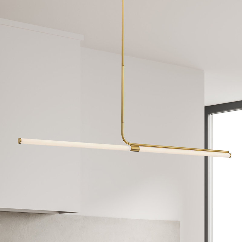 Luminaire suspendu linéaire à 1 lumière Farhanaaz, Laiton vieilli