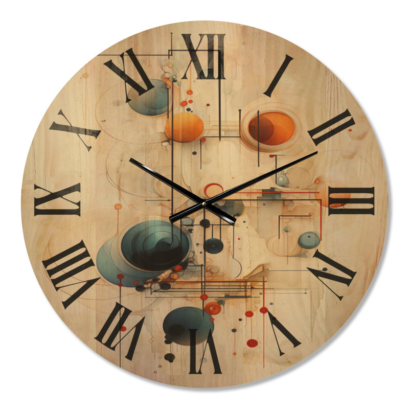 Dessin au trait symbolique - horloge murale surdimensionnée en bois, Médium