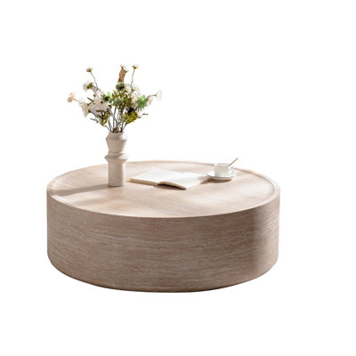 Table basse cylindrique moderne de 39,37 pouces avec motif Mars, aucun assemblage requis, parfaite pour les salons et les appartements
