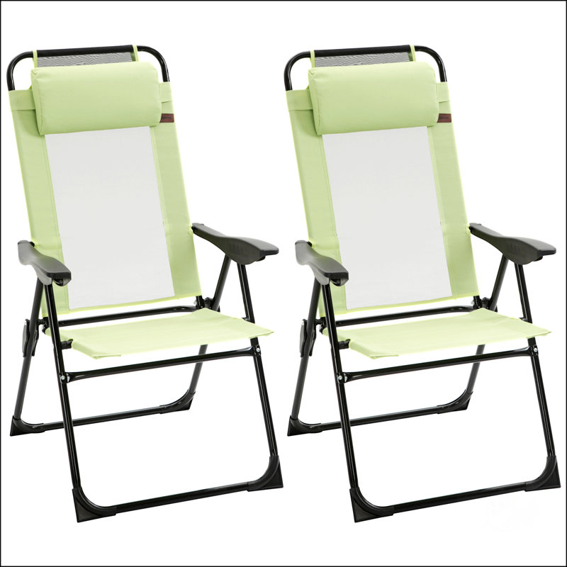 Folding Patio Chairs Set Of 2, Green