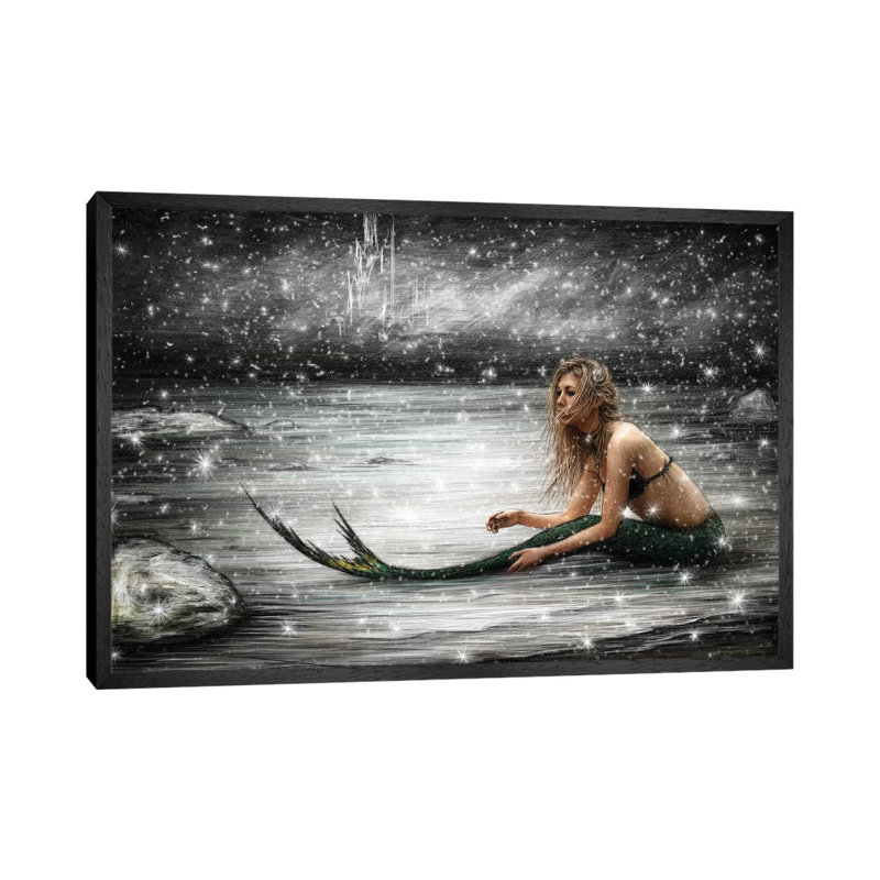 Winter Mermaid by Justin Gedak - Print on Canvas, Black Framed, 45.72cm H x 66.04cm W x 3.81cm D