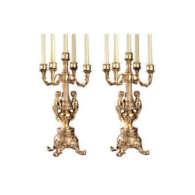 2 Piece Resin Tabletop Candelabra Set