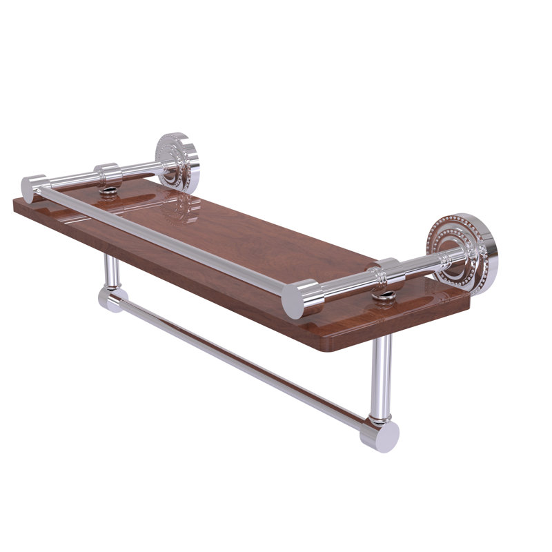 Marchmont Accent Shelf with Towel Bar, Polished Chrome, 5" H x 16" W x 5" D