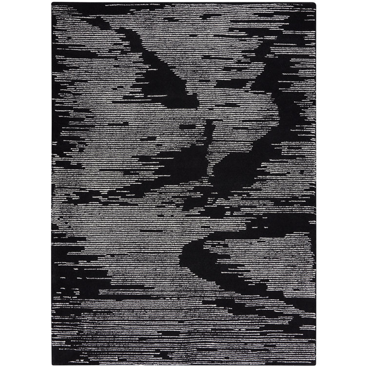 Abstract Area Rug in Black/Ivory