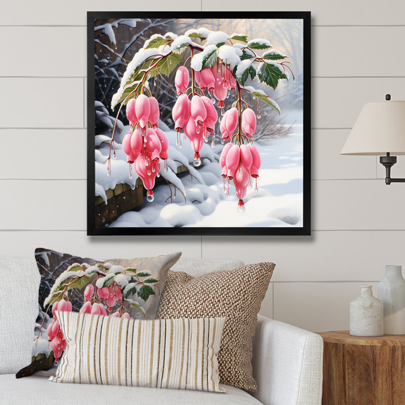 Fuchsia rose en fleurs - Art mural Fuschia, Cadre simple noir, H 30 po x l 30 po x P 1,5 po