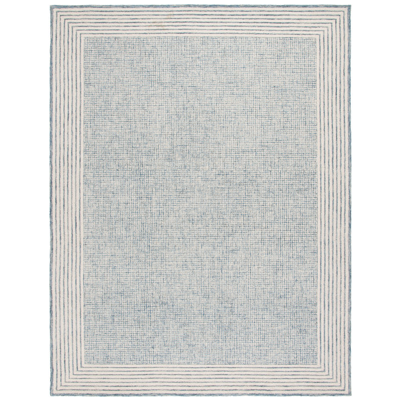 Kevionna Ebony Hand Tufted Wool And Cotton Bordered Rug, Rectangle 8' x 10'