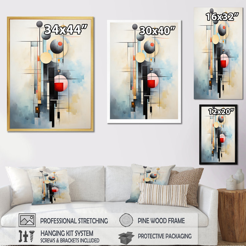 Impression abstraite sur toile Jaculine, H 32 po x l 24 po x P 1 po, Cadre flottant doré