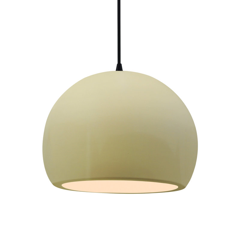 Luminaire suspendu à 1 lumière Aschwin, H 9,25 po x l 12,25 po x P 12,25 po, Vanille lustrée, Noir mat